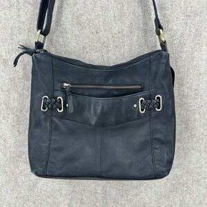 Great American Leather Works Crossbody Bag Womens Medium Black Pebble Leather